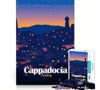 Puzzle da 1000 pezzi con illustrazione di paesaggio notturno della Cappadocia,Turchia,incastro perfetto Gioco stimolante per la mente,ideale per il relax e come decorazione natalizia da parete 38x26cm