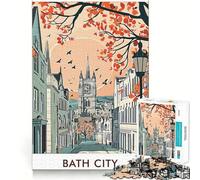 Puzzle da 1000 pezzi con illustrazione di paesaggio urbano e vasca da bagno,decorazione pulita e adatta,attività stimolante per la mente,momento di relax,divertente regalo di Natale (50x75cm)