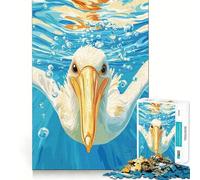 Puzzle da 1000 pezzi con illustrazione di pellicano sott'acqua per ragazzi, gioco di logica e abilità, divertimento condiviso, taglio preciso, decorazione murale (38x52cm)