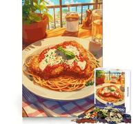 Puzzle da 1000 pezzi con illustrazione di pollo alla parmigiana e spaghetti, ideale per ragazzi, stimola il ragionamento, è un'attività rilassante e un regalo speciale (38x52cm)