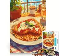 Puzzle da 1000 pezzi con illustrazione di pollo alla parmigiana e spaghetti,taglio preciso,gioco creativo per la mente,momento di relax,regalo di compleanno,hobby (38x52cm)