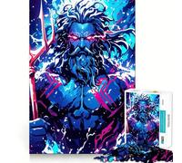 Puzzle da 1000 pezzi con illustrazione di Poseidone e tridente, per adulti, gioco di abilità mentale, relax, design, assemblaggio, pezzo da collezione (38x52cm)
