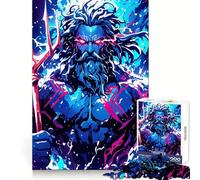 Puzzle da 1000 pezzi con illustrazione di Poseidone e tridente, per adulti, gioco di abilità mentale, relax, design, assemblaggio, pezzo da collezione (38x52cm)
