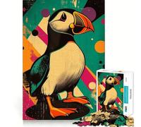 Puzzle da 1000 pezzi con illustrazione di pulcinella di mare in stile retrò per adulti e ragazzi, gioco di logica, casa, divertimento, taglio di qualità, regalo classico (50x75cm)