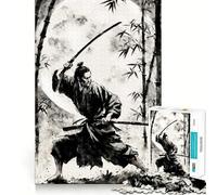 Puzzle da 1000 pezzi con illustrazione di samurai Sumi E per ragazzi, ideale per stimolare la memoria e creare un'atmosfera serena Taglio di alta qualità, perfetto come regalo di compleanno (38x52cm)