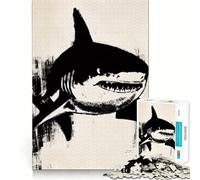 Puzzle da 1000 pezzi con illustrazione di squalo per ragazzi, ideale per il tempo libero, con taglio preciso e perfetto come regalo stagionale 38x26cm