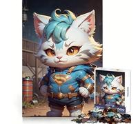 Puzzle da 1000 pezzi con illustrazione di Superman e del gatto, per adulti Gioco di logica e abilità, calma e relax, taglio preciso, regalo perfetto 38x26cm
