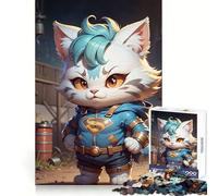 Puzzle da 1000 pezzi con illustrazione di Superman e gatto ideale per adulti regali per rafforzare la memoria favorire la serenità e migliorare la qualità dei giochi Articolo di Babbo Natale 50x75cm