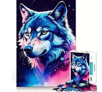 Puzzle da 1000 pezzi con illustrazione di testa di lupo per adulti,gioco stimolante per la mente,superficie liscia e priva di sbavature,hobby affascinante per i momenti di svago (38x52cm)