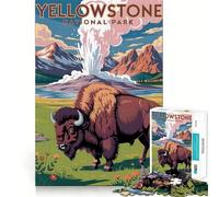 Puzzle da 1000 pezzi con illustrazione di un bisonte del Parco Nazionale di Yellowstone Gioco divertente per la mente,senza spazi vuoti,con incastri precisi Regalo perfetto per riunioni di famiglia