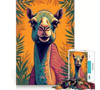 Puzzle da 1000 pezzi con illustrazione di un cammello,bordo perfetto,gioco cognitivo divertente,gioco lento,divertente,decorazione artistica natalizia (38x52cm)