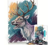 Puzzle da 1000 pezzi con illustrazione di un cervo sorpreso, per adulti, rompicapo, gioco rilassante, taglio perfetto, regalo memorabile 38x26cm