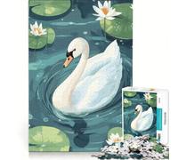 Puzzle da 1000 pezzi con illustrazione di un cigno in uno stagno di ninfee Gioco pratico e divertente da fare in casa ideale come decorazione da scrivania 38x52cm