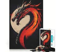 Puzzle da 1000 pezzi con illustrazione di un drago rosso per adolescenti, ideale per stimolare la memoria, favorire la calma e il relax, con taglio di alta qualità e un regalo speciale (38x26cm)