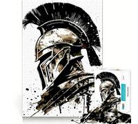 Puzzle da 1000 pezzi con illustrazione di un elmo da guerriero spartano, per adulti e ragazzi, gioco cognitivo, svago e divertimento, assemblaggio di motivi, regalo festivo 50x75cm