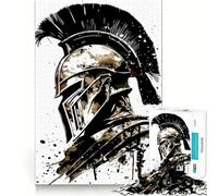 Puzzle da 1000 pezzi con illustrazione di un elmo da guerriero spartano per adulti, gioco di logica e rilassamento, taglio preciso, lista dei desideri di Babbo Natale 38x52cm