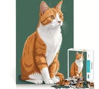 Puzzle da 1000 pezzi con illustrazione di un gatto arancione e bianco, per adulti, gioco intelligente, attività per la casa, taglio preciso, decorazione da parete (38x26cm)