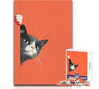 Puzzle da 1000 pezzi con illustrazione di un gatto curioso, passatempo tranquillo e appagante, perfetto incastro, taglio di precisione, dimensioni del giocattolo 38x26cm