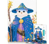 Puzzle da 1000 pezzi con illustrazione di un gatto mago per adulti,divertente per allenare la mente,con componenti robusti e ben definiti,ideale per una pausa rilassante (38x52cm)