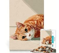 Puzzle da 1000 pezzi con illustrazione di un gatto soriano arancione a riposo ideale per adolescenti gioco stimolante per l'intelletto e il relax mentale con taglio di alta qualità come per le vacanze