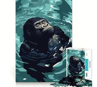 Puzzle da 1000 pezzi con illustrazione di un gorilla che si rilassa nell'acqua ideale per ragazzi Stimola la memoria favorisce momenti di serenità e offre un regalo di compleanno di alta qualità