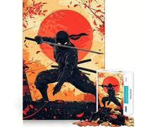 Puzzle da 1000 pezzi con illustrazione di un guerriero ninja per adulti, gioco di logica fine, relax, bordi netti, opera d'arte (50x75cm)