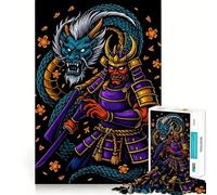 Puzzle da 1000 pezzi con illustrazione di un guerriero samurai e un drago ideale per adulti e ragazzi un gioco che stimola la riflessione e allevia lo stress Dimensioni chiare Regalo perfetto