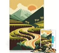 Puzzle da 1000 pezzi con illustrazione di un paesaggio a terrazze di riso, ideale per adulti Un passatempo rilassante Un'immagine da assemblare, un regalo perfetto (38x26cm)