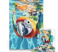 Puzzle da 1000 pezzi con illustrazione di un pappagallo ara che nuota sott'acqua gioco rompicapo allena la mente e la manualità adatto come decorazione da scrivania 38x26cm