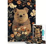 Puzzle da 1000 pezzi con illustrazione di un Quokka in un giardino fiorito, per adulti, gioco di logica, divertimento rilassante, pezzo da collezione con taglio preciso (38x26cm)