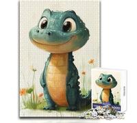 Puzzle da 1000 pezzi con illustrazione di un simpatico coccodrillo, ideale per rilassarsi in solitudine, gioco di precisione con taglio superiore, dimensioni 50x75cm