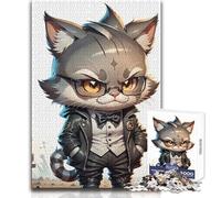 Puzzle da 1000 pezzi con illustrazione di un simpatico gatto per adolescenti, gioco di pensiero logico interattivo, ideale come regalo per occasioni memorabili, dimensioni 38x26cm