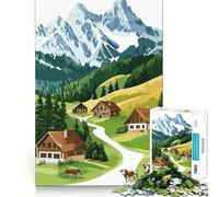 Puzzle da 1000 pezzi con illustrazione di un villaggio alpino per ragazzi,gioco di memoria e concentrazione,taglio di qualità professionale,attività rilassante di gruppo al chiuso (38x26cm)