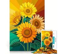 Puzzle da 1000 pezzi con illustrazione di un vivace bouquet di girasoli,ideale per ragazzi,per un gioco divertente e di memoria Si incastra perfettamente,senza spazi vuoti Attività serale per tutta