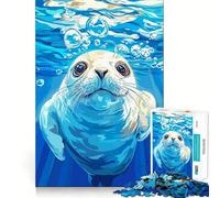 Puzzle da 1000 pezzi con illustrazione di una foca sott'acqua con bolle, ideale per ragazzi, un gioco che stimola la mente e crea momenti di serenità Regalo perfetto per le festività (38x26cm)