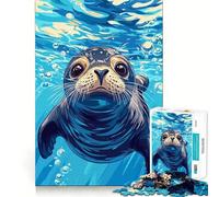 Puzzle da 1000 pezzi con illustrazione di una foca sott'acqua, ideale per adolescenti Migliora la memoria, rilassa e facilita il tempo Bordo preciso Regalo creativo (38x26cm)