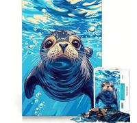 Puzzle da 1000 pezzi con illustrazione di una foca sott'acqua, ideale per adulti Migliora la memoria e allevia l'ansia Bordo affilato Decorazione murale (50x75cm)