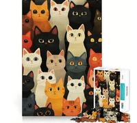 Puzzle da 1000 pezzi con illustrazione di una folla di gatti,bordi lisci,gioco divertente e rilassante,ideale per momenti di relax e come regalo di compleanno (38x26cm)