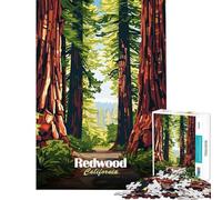 Puzzle da 1000 pezzi con illustrazione di una foresta di sequoie della California Gioco rompicapo per adulti ideale per passare il tempo durante le vacanze o per Natale (dimensioni: 38x52cm)