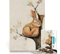 Puzzle da 1000 pezzi con illustrazione di una lepre addormentata su un albero, ideale per adolescenti, gioco di logica, antistress, taglio preciso e regalo artistico 50x75cm