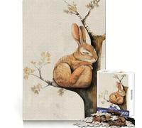 Puzzle da 1000 pezzi con illustrazione di una lepre addormentata su un albero, ideale per adolescenti, gioco di logica, antistress, taglio preciso e regalo artistico 50x75cm