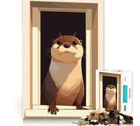Puzzle da 1000 pezzi con illustrazione di una lontra che guarda fuori dalla finestra ideale per adulti Gioco per allenare la mente rilassante e divertente perfetto come regalo per le vacanze (38x26cm)