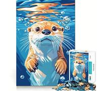 Puzzle da 1000 pezzi con illustrazione di una lontra che nuota sott'acqua, ideale per ragazzi Puzzle di memoria, leggero e rilassante, con immagini da assemblare, (50x75cm)