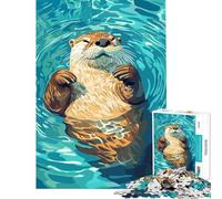 Puzzle da 1000 pezzi con illustrazione di una lontra che si rilassa nell'acqua Un gioco divertente e stimolante da completare perfetto come decorazione da parete per ragazzi dai 14 anni in su 50x75cm
