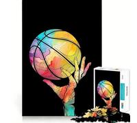 Puzzle da 1000 pezzi con illustrazione di una mano che gioca a basket,stile Pop Art,design pulito e decorativo,gioco per la concentrazione mentale,gioco per momenti di tranquillità,regalo