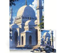 Puzzle da 1000 pezzi con illustrazione di una moschea bianca, ideale per ragazzi, stimola la mente e crea un'atmosfera rilassante Un gioco sicuro e divertente, perfetto come regalo di Natale (50x75cm)