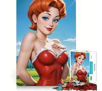 Puzzle da 1000 pezzi con illustrazione di una pin-up dai capelli rossi, ideale per adolescenti Gioco di logica e svago, con bordi lisci, regalo di alta qualità (50x75cm)