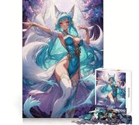 Puzzle da 1000 pezzi con illustrazione di una ragazza volpe in stile anime, ideale per adolescenti Stimola la memoria, si srotola facilmente ed è perfetto come regalo per le vacanze (50x75cm)