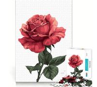 Puzzle da 1000 pezzi con illustrazione di una rosa rossa, ideale per ragazzi, gioco di logica e svago, con bordi lisci, regalo di alta qualità (38x52cm)