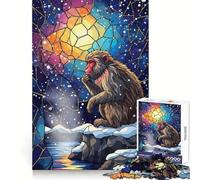 Puzzle da 1000 pezzi con illustrazione di una scimmia pensierosa in stile vetrata, ideale per adolescenti, un gioco rompicapo rilassante, un regalo di Natale di alta qualità (50x75cm)